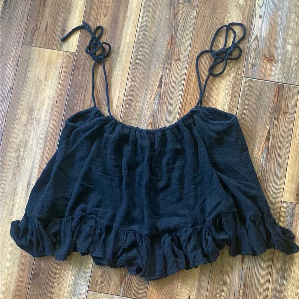 Black Ruffled Women's Top